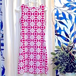 Women’s Pink & White All For Color Nylon & Spandex Lattice Print Mini Dress